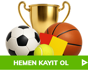 spor topları, kupa ve hakem kartları yer alan gif